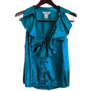 Allison Taylor Ruffle Teal Blouse S